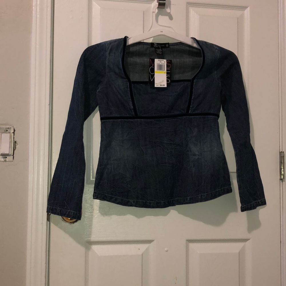 Miss Chevious Womens Denim Long Sleeve Top New With Tags Size Medium